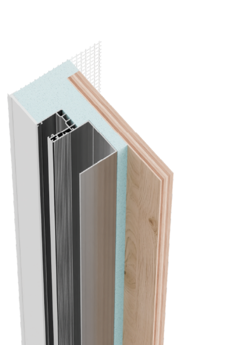 Spalla da 84 mm in XPS per avvolgibile con predisposizione zanzariera installazione centro muro